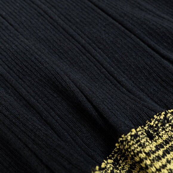 GANNI Ribbed Cotton Blend Sweater Black Metallic Contrast Trim - Picture 11 of 11